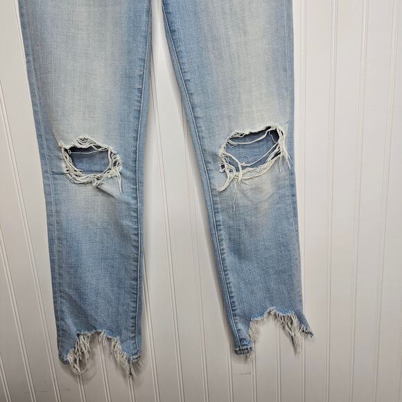 L'AGENCE Womens High Line Skinny Jeans Size 25 Light Wash Raw Hem Classic Brasie - Picture 4 of 9